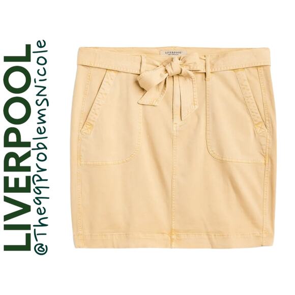 Liverpool Belted Skirt in Mustard Gold - Picture 5 of 10